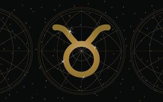 Touro horóscopo símbolo, astrologia ícone, Touro é a segundo astrológico placa dentro a moderno zodíaco. com estrelas e galáxia fundo vetor