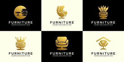 coleção do logotipo Projeto inspiração para casa desenhos, casa sofás, cadeiras, minimalista interior mobília vetor