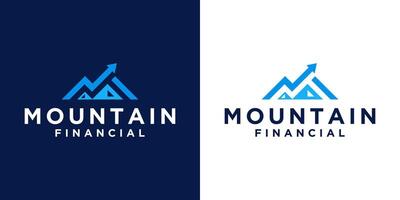 montanha logotipo Projeto com seta para finança, consultando e finança vetor