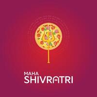 feliz maha Shivratri pizza conceito indiano religioso festival social meios de comunicação modelo vetor