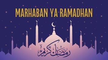 Ramadã kareem árabe caligrafia cumprimento projeto, islâmico estilo mesquita cúpula com estrelas e verde fundo, lindo bandeira, folheto ou social meios de comunicação postar vetor