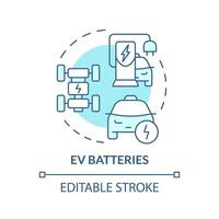 ev pilhas suave azul conceito ícone. elétrico veículo, cobrando a infraestrutura. inteligente bateria gerenciamento. volta forma linha ilustração. abstrato ideia. gráfico Projeto. fácil para usar dentro folheto vetor