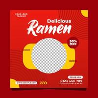 delicioso ramen social meios de comunicação bandeira postar vetor modelo