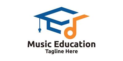 logotipo Projeto para Aprendendo música, chapéus e musical notas, logotipo Projeto modelo símbolos, ícones, criativo Ideias. vetor