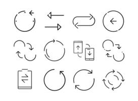 transferir, trocar, intercâmbio, rodar, giro conceito. circular seta editável acidente vascular encefálico esboço ícone isolado em branco fundo plano vetor ilustração