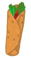 burrito Pão Pita pão preenchidas com carne e legumes. mexicano velozes Comida solteiro doodle. mão desenhado vetor ilustração dentro plano estilo. desenho animado clipart isolado em branco fundo.