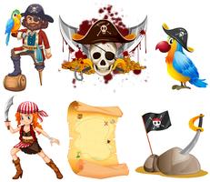 Pirata conjunto com piratas e outro símbolo vetor