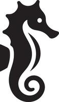 mínimo cavalo marinho vetor ícone, plano símbolo, Preto cor silhueta, branco fundo 14