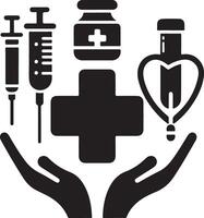 médico logotipo ícone, plano símbolo, Preto cor silhueta 10 vetor