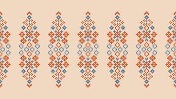 tradicional étnico motivos ikat geométrico tecido padronizar Cruz ponto.ikat bordado étnico oriental pixel Castanho creme fundo. resumo,vetor,ilustração. textura, lenço, decoração, papel de parede. vetor