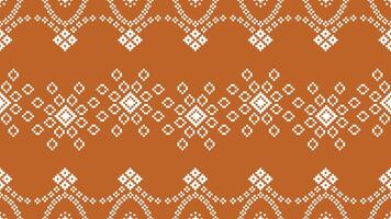 tradicional étnico motivos ikat geométrico tecido padronizar Cruz ponto.ikat bordado étnico oriental pixel Castanho fundo. resumo,vetor,ilustração. textura, lenço, decoração, papel de parede. vetor