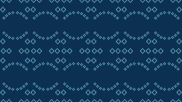 tradicional étnico motivos ikat geométrico tecido padronizar Cruz ponto.ikat bordado étnico oriental pixel marinha azul fundo. resumo,vetor,ilustração. textura, lenço, decoração, papel de parede. vetor