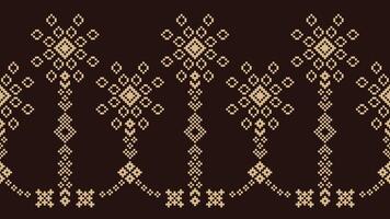 tradicional étnico motivos ikat geométrico tecido padronizar Cruz ponto.ikat bordado étnico oriental pixel Castanho fundo. resumo,vetor,ilustração. textura, lenço, decoração, papel de parede. vetor