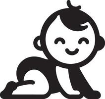 mínimo fofa sorridente bebê rastejando ícone Preto cor silhueta, logotipo, clipart, símbolo 15 vetor