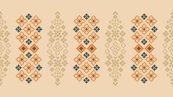 tradicional étnico motivos ikat geométrico tecido padronizar Cruz ponto.ikat bordado étnico oriental pixel Castanho creme fundo. resumo,vetor,ilustração. textura, lenço, decoração, papel de parede. vetor