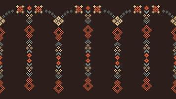 tradicional étnico motivos ikat geométrico tecido padronizar Cruz ponto.ikat bordado étnico oriental pixel Castanho fundo. resumo,vetor,ilustração. textura, lenço, decoração, papel de parede. vetor