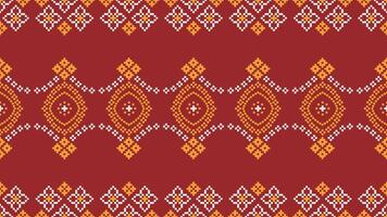 tradicional étnico motivos ikat geométrico tecido padronizar Cruz ponto.ikat bordado étnico oriental pixel vermelho fundo. resumo,vetor,ilustração. textura, natal, decoração, papel de parede. vetor