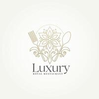 luxo restaurante com florescer caligráfico elegante enfeite linha arte logotipo modelo vetor ilustração Projeto