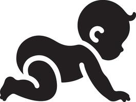 mínimo fofa sorridente bebê rastejando ícone Preto cor silhueta, logotipo, clipart, símbolo 28 vetor