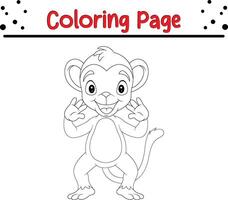 feliz macaco animal coloração página para crianças vetor