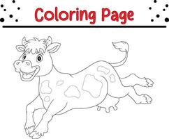 engraçado vaca sorrir coloração página para crianças vetor