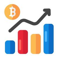 Prêmio baixar ícone do bitcoin analytics vetor