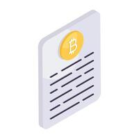 uma perfeito Projeto ícone do bitcoin documento vetor