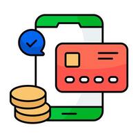 ícone de pagamento com cartão móvel em design vetorial moderno vetor