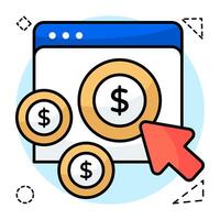 ícone de design plano conceitual de pagamento por clique vetor