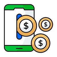 dólar dentro do smartphone, ícone de dinheiro móvel vetor
