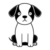 fofa cachorro vetor Preto e branco desenho animado personagem Projeto coleção. branco fundo. animais de estimação, animais.