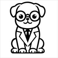 ai gerado pug cachorro médico Preto e branco ilustração vetor