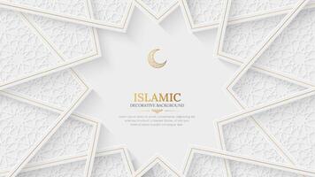 islâmico decorativo branco e dourado luxo fundo com islâmico padronizar e decorativo enfeite quadro, Armação vetor