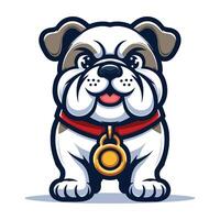 ai gerado fofa desenho animado buldogue cachorro mascote personagem Projeto vetor, logotipo modelo isolado em branco fundo vetor