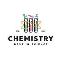 vetor ilustração do logotipo ícone combinação do químico tubo com químico líquido para pesquisa
