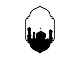 islâmico mesquita eid al adha silhueta quadro, Armação fundo vetor