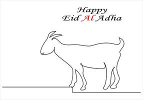 contínuo 1 linha desenhando do eid al adha Fora linha vetor arte ilustração