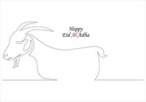 contínuo 1 linha desenhando do eid al adha Fora linha vetor arte ilustração