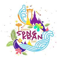 conceito do Tailândia água festival diversão, songkran dia logotipo Projeto modelo vetor