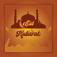 eid al-fitr Mubarak islâmico cumprimento cartão, social meios de comunicação postar modelo, vetor ilustração