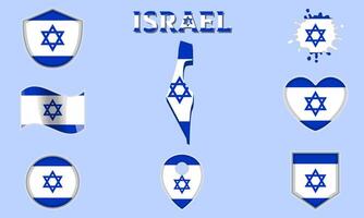 coleção do plano nacional bandeiras do Israel com mapa vetor