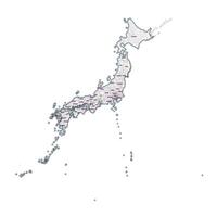 administrativo esboço mapa do Japão mostrando regiões províncias vetor