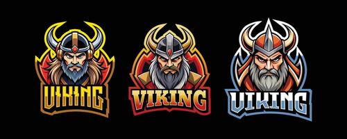 viking esport jogos logotipo. conjunto do viking mascote Projeto vetor