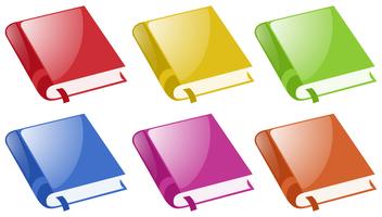 Livros em seis cores diferentes vetor
