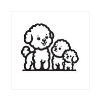 ai gerado bichon frise cachorro família clipart ilustração dentro Preto e branco vetor