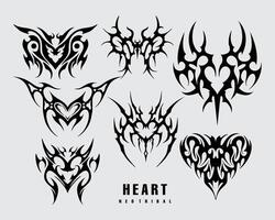 coração tatuagem neo tribal vetor simples e limpar \ limpo ilustração Difícil testemunho metal t camisa Projeto editável