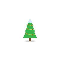 Natal árvores, pinheiros para cumprimento cartões, convites, bandeiras, rede. Novo ano e natal árvore tradicional símbolos com guirlandas, luz lâmpadas, estrelas. inverno feriados vetor