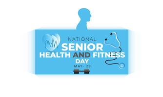 nacional Senior saúde e ginástica dia. fundo, bandeira, cartão, poster, modelo. vetor ilustração.