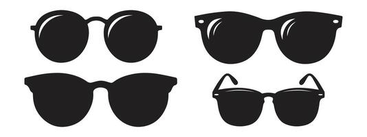 Preto oculos de sol definir. oculos de sol ícone vetor ilustração. Preto oculos de sol, masculino óculos silhueta