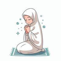 ilustração do uma muçulmano mulher Rezar vestindo religioso roupas vetor